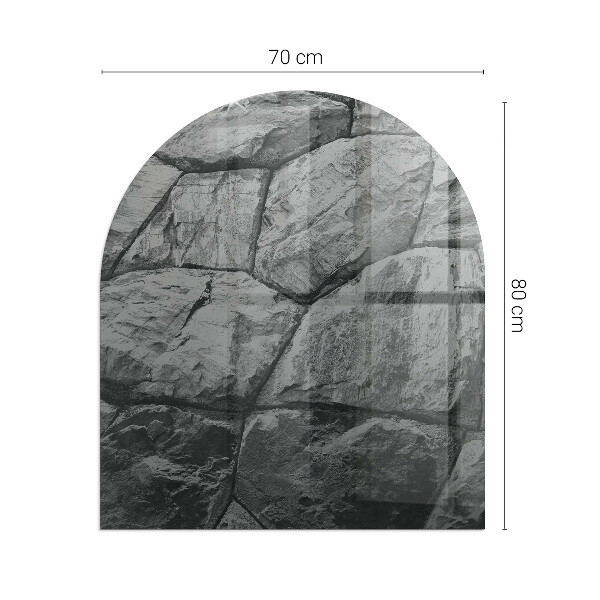 Félovális kandalló üveg alátét Kőstílus természetes változatban
