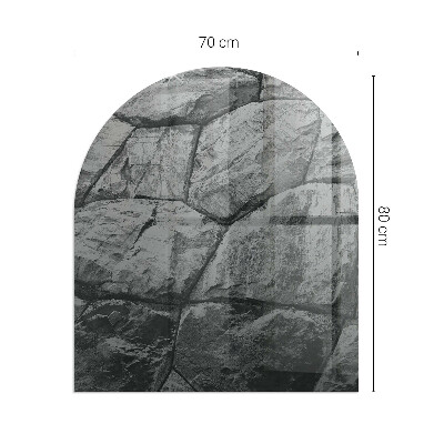 Félovális kandalló üveg alátét Kőstílus természetes változatban