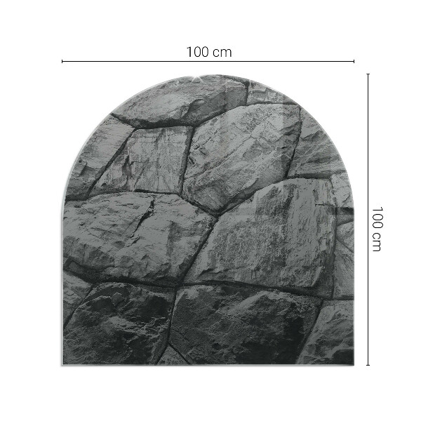 Félovális kandalló üveg alátét Kőstílus természetes változatban