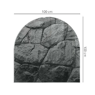 Félovális kandalló üveg alátét Kőstílus természetes változatban