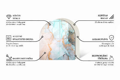 Félköríves üveg alátét kandallóhoz Kő organikus motívum