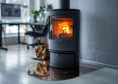 Félovális kandalló alátét Virágos részlet teljes pompájában