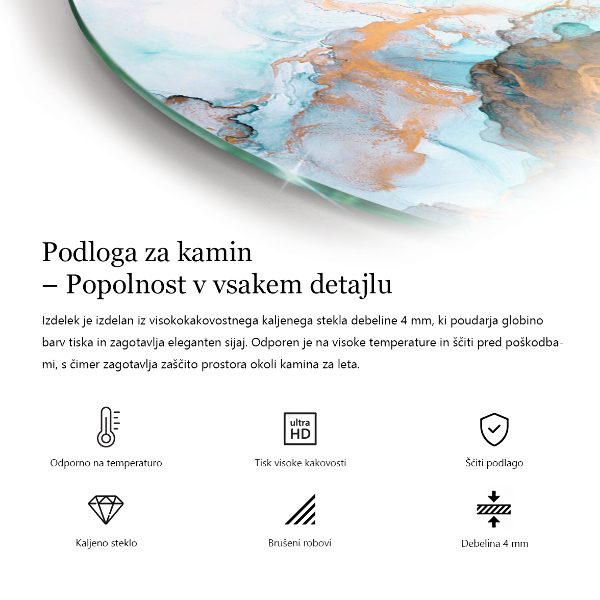 Félovális kandalló alátét Virágos részlet teljes pompájában