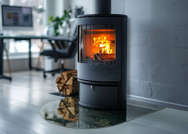 Félköríves üveg alátét kandallóhoz Növényi minták pillangókkal