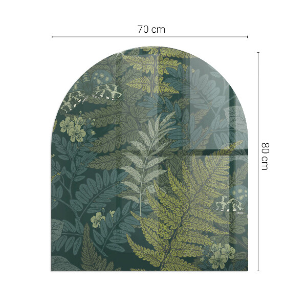 Félköríves üveg alátét kandallóhoz Növényi minták pillangókkal