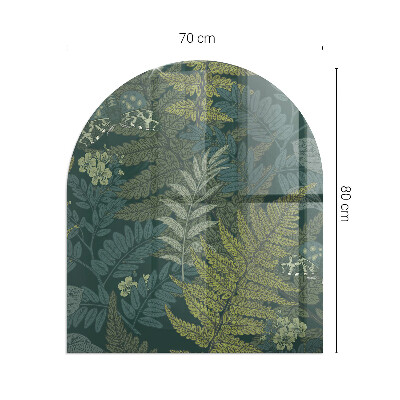 Félköríves üveg alátét kandallóhoz Növényi minták pillangókkal