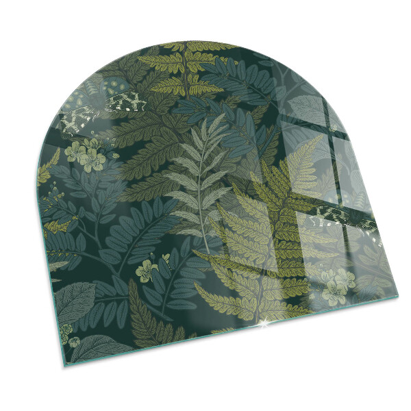 Félköríves üveg alátét kandallóhoz Növényi minták pillangókkal