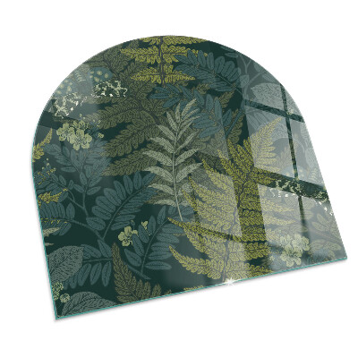 Félköríves üveg alátét kandallóhoz Növényi minták pillangókkal