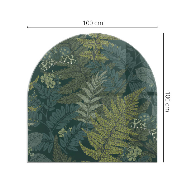 Félköríves üveg alátét kandallóhoz Növényi minták pillangókkal