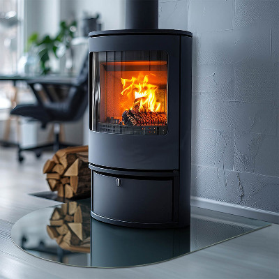 Félköríves üveg alátét kandallóhoz Tenger színe