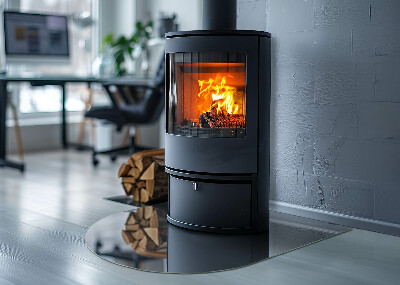 Félköríves üveg alátét kandallóhoz Szín: Sötétkék