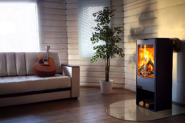 Félköríves üveg alátét kandallóhoz Szín Barna