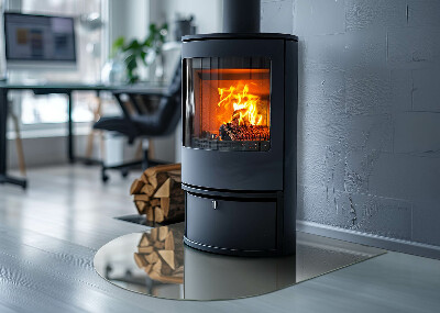 Félköríves üveg alátét kandallóhoz Szín Szürkészöld