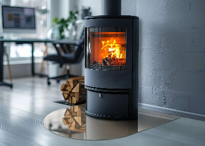 Félköríves üveg alátét kandallóhoz Szín Bézs