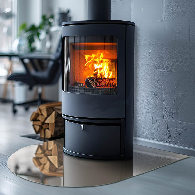 Félköríves üveg alátét kandallóhoz Szín Bézs