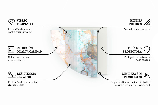 Sarok üveg alátét kandallóhoz Finom formájú hullámok