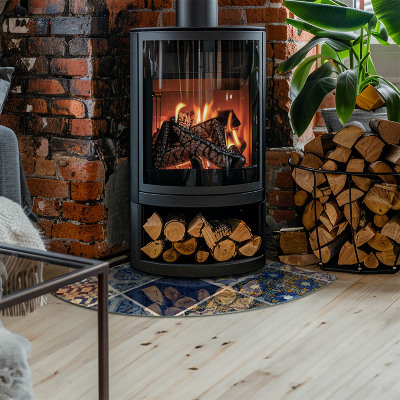 Sarok kandalló üveg alátét Kerámia minták a háttérben