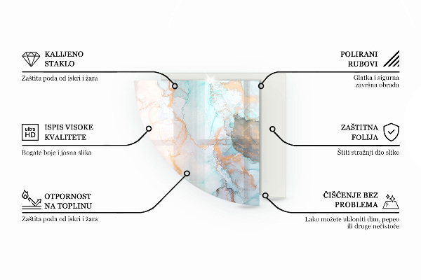 Sarok kandalló üveg alátét Kerámia minták a háttérben