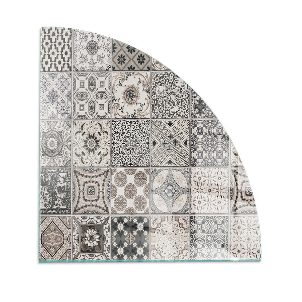 Negyed alakú kandalló alátét Csempézett dekoratív minták