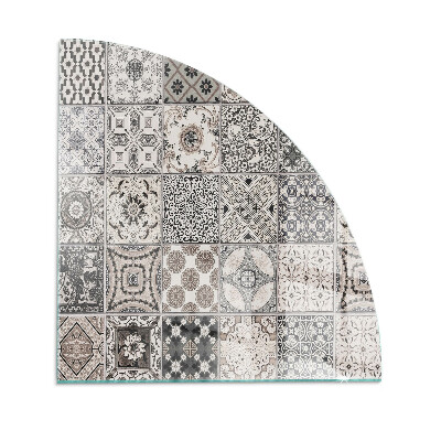 Negyed alakú kandalló alátét Csempézett dekoratív minták