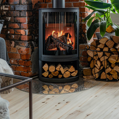 Sarok kandalló üveg alátét Perforált acél motívum