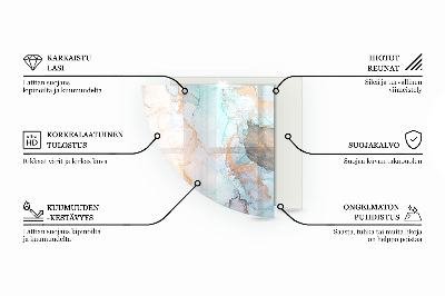 Sarok kandalló üveg alátét Márvány motívum finom erezetekkel