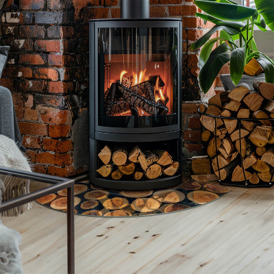 Sarok üveg alátét kandallóhoz Fa keretes doboz