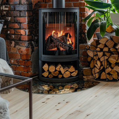 Sarok kandalló üveg alátét Virágmotívum pillangókkal