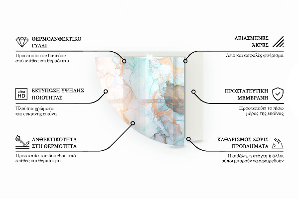 Sarok üveg alátét kandallóhoz Kő organikus motívum