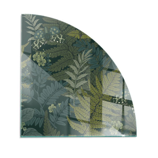 Sarok üveg alátét kandallóhoz Növényi minták pillangókkal