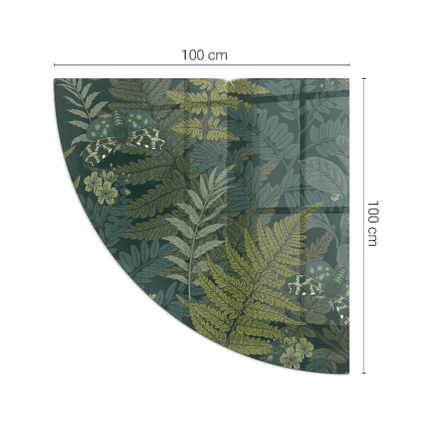 Sarok üveg alátét kandallóhoz Növényi minták pillangókkal