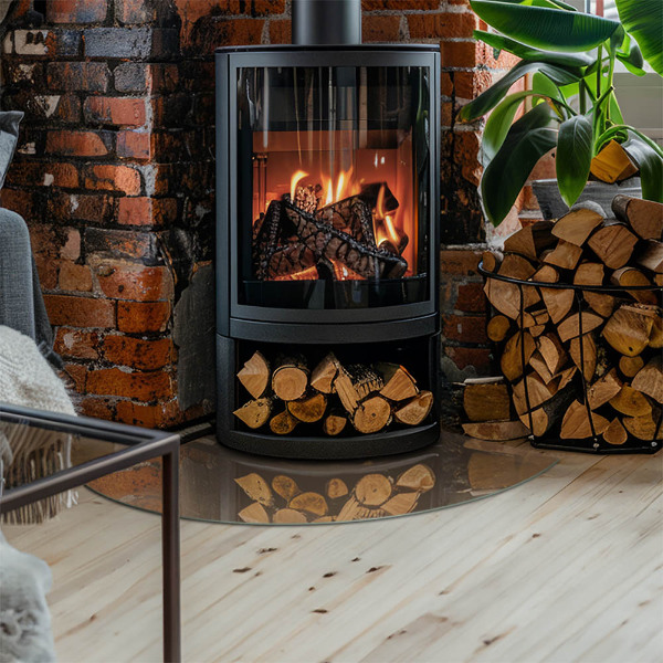 Sarok üveg alátét kandallóhoz Szín Barna