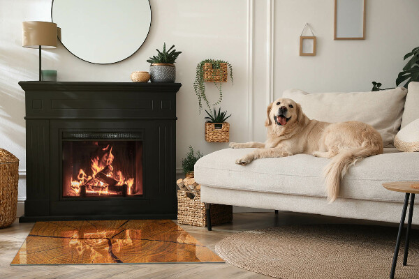 Téglalap alakú kandalló üveg alátét Természetes erezetű keresztmetszetű fa