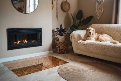 Téglalap alakú kandalló üveg alátét Természetes erezetű keresztmetszetű fa