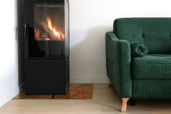 Téglalap alakú kandalló üveg alátét Természetes erezetű keresztmetszetű fa