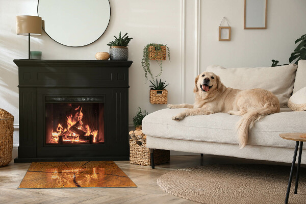 Téglalap alakú kandalló üveg alátét Természetes erezetű keresztmetszetű fa