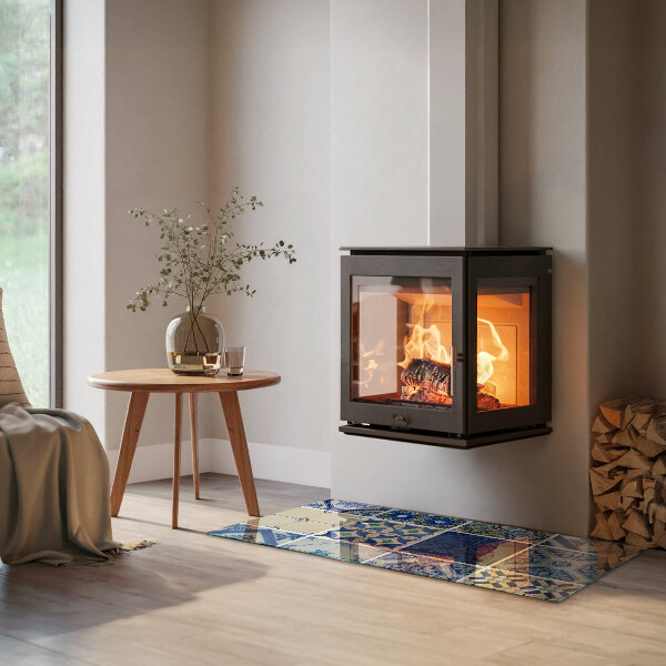 Téglalap alakú kandalló üveg alátét Kerámia minták a háttérben