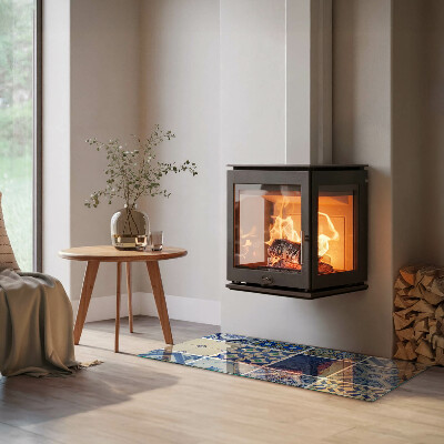 Téglalap alakú kandalló üveg alátét Kerámia minták a háttérben