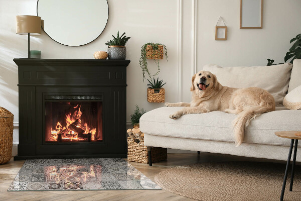 Téglalap formájú kandalló alátét Csempézett dekoratív minták