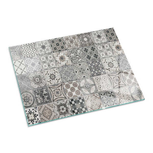 Téglalap formájú kandalló alátét Csempézett dekoratív minták