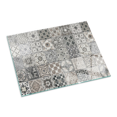 Téglalap formájú kandalló alátét Csempézett dekoratív minták