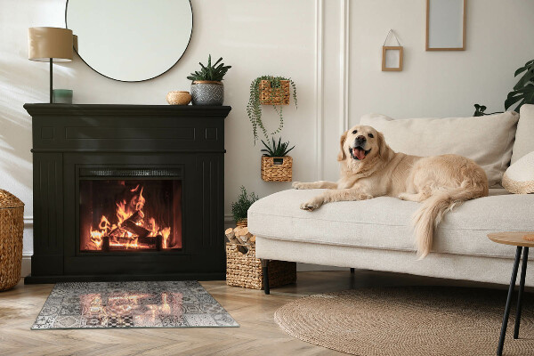 Téglalap formájú kandalló alátét Csempézett dekoratív minták