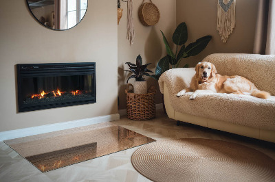 Téglalap üveg alátét kandallóhoz Fa ihlette minta