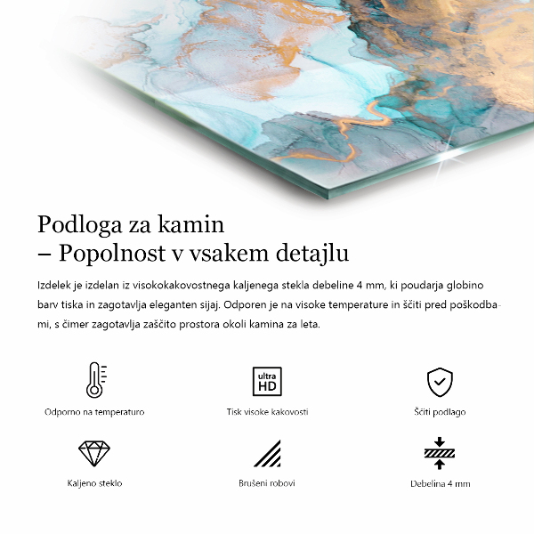 Téglalap üveg alátét kandallóhoz Fa ihlette minta