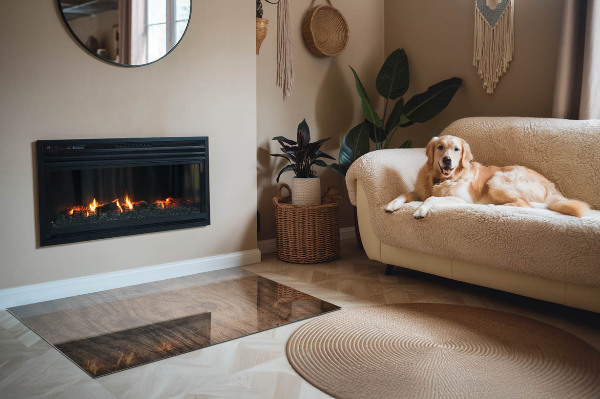 Téglalap formájú kandalló alátét Fenyőfa minta