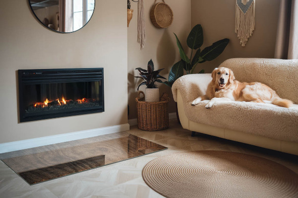 Téglalap formájú kandalló alátét Fenyőfa minta