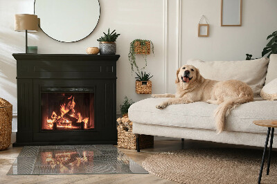 Téglalap alakú kandalló üveg alátét Perforált acél motívum