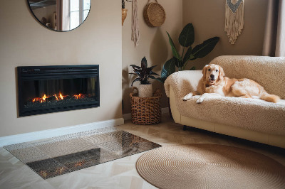 Téglalap alakú kandalló üveg alátét Perforált acél motívum