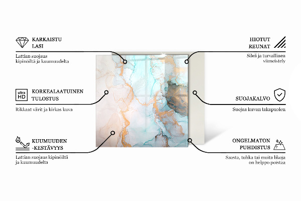 Téglalap üveg alátét kandallóhoz Márvány textúra elegáns stílusban