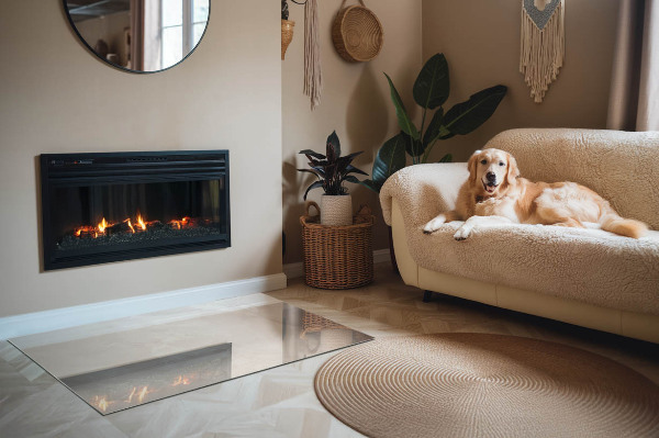 Téglalap alakú kandalló üveg alátét Márvány organikus motívum